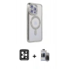 MARSİLYAN™- iPhone 15 Pro Max Kılıf Zirve Doku Prime - Siyah Vanessa Magic Hayalet Cam + PVD Metal Kamera Lens - SH