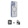 MARSİLYAN™- iPhone 15 Pro Max Kılıf Zirve Doku Prime - Siyah Vanessa Magic Hayalet Cam + PVD Metal Kamera Lens - SH