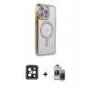 MARSİLYAN™- iPhone 15 Pro Max Kılıf Zirve Doku Prime - Siyah Vanessa Magic Hayalet Cam + PVD Metal Kamera Lens - SH
