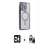 MARSİLYAN™- iPhone 15 Pro Max Kılıf Zirve Doku Prime - Siyah Vanessa Magic Hayalet Cam + PVD Metal Kamera Lens - SH