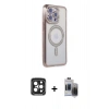 MARSİLYAN™- iPhone 15 Pro Max Kılıf Zirve Doku Prime - Siyah Vanessa Magic Hayalet Cam + PVD Metal Kamera Lens - SH