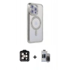 MARSİLYAN™- iPhone 15 Pro Max Kılıf Zirve Doku Prime - Siyah Vanessa Magic Hayalet Cam + Turuncu PVD Metal Kamera Lens