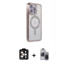 MARSİLYAN™- iPhone 15 Pro Max Kılıf Zirve Doku Prime - Siyah Vanessa Magic Hayalet Cam + Turuncu PVD Metal Kamera Lens