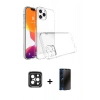 MARSİLYAN™- iPhone 15 Pro Max Kılıf Zirve Doku - Siyah 3D Antistatik Hayalet Cam Ekran Koruyucu + PVD Metal Kamera Lens - SH