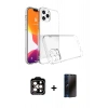 MARSİLYAN™- iPhone 15 Pro Max Kılıf Zirve Doku - Siyah 3D Antistatik Hayalet Cam Ekran Koruyucu + PVD Metal Kamera Lens - TU