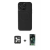 MARSİLYAN™- iPhone 15 Pro Max Kılıf Zirve Işık Serisi - Şeffaf 360 Full Body Arka Koruyucu + PVD Metal Kamera Lens - GI