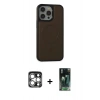 MARSİLYAN™- iPhone 15 Pro Max Kılıf Zirve Işık Serisi - Şeffaf 360 Full Body Arka Koruyucu + PVD Metal Kamera Lens - GS