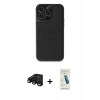 MARSİLYAN™- iPhone 15 Pro Max Kılıf Zirve Işık Serisi - Şeffaf Pasifik Cam Ekran Koruyucu + Raze Metal Kamera Lens - SH