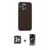 MARSİLYAN™- iPhone 15 Pro Max Kılıf Zirve Işık Serisi - Siyah 360 Mat Full Body Arka Koruyucu + Siyah PVD Metal Kamera Lens