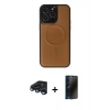 MARSİLYAN™- iPhone 15 Pro Max Kılıf Zirve Işık Serisi - Siyah 3D Antistatik Hayalet Cam Ekran Koruyucu + Raze Metal Kamera Lens - LT