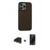 MARSİLYAN™- iPhone 15 Pro Max Kılıf Zirve Işık Serisi - Siyah 3D Antistatik Hayalet Cam Ekran Koruyucu + Raze Metal Kamera Lens - TMGI