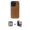 MARSİLYAN™- iPhone 15 Pro Max Kılıf Zirve Işık Serisi - Siyah 3D Antistatik Mat Seramik Nano Ekran Koruyucu + PVD Metal Kamera Lens - GS