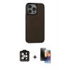 MARSİLYAN™- iPhone 15 Pro Max Kılıf Zirve Işık Serisi - Siyah 3D Antistatik Mat Seramik Nano Ekran Koruyucu + PVD Metal Kamera Lens - TU