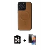 MARSİLYAN™- iPhone 15 Pro Max Kılıf Zirve Işık Serisi - Siyah 3D Antistatik Mat Seramik Nano Ekran Koruyucu + PVD Metal Kamera Lens - TU