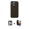MARSİLYAN™- iPhone 15 Pro Max Kılıf Zirve Işık Serisi - Siyah 3D Antistatik Mat Seramik Nano Ekran Koruyucu + PVD Metal Kamera Lens - GS