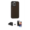 MARSİLYAN™- iPhone 15 Pro Max Kılıf Zirve Işık Serisi - Siyah 3D Antistatik Mat Seramik Nano Ekran Koruyucu + Siyah Raze Metal Kamera Lens
