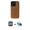 MARSİLYAN™- iPhone 15 Pro Max Kılıf Zirve Işık Serisi - Siyah 3D Antistatik Seramik Nano Ekran Koruyucu + PVD Metal Kamera Lens - SH