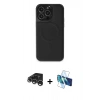 MARSİLYAN™- iPhone 15 Pro Max Kılıf Zirve Işık Serisi - Siyah 3D Antistatik Seramik Nano Ekran Koruyucu + Raze Metal Kamera Lens - GS