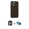 MARSİLYAN™- iPhone 15 Pro Max Kılıf Zirve Işık Serisi - Siyah 3D Antistatik Seramik Nano Ekran Koruyucu + PVD Metal Kamera Lens - TU