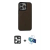 MARSİLYAN™- iPhone 15 Pro Max Kılıf Zirve Işık Serisi - Siyah 3D Antistatik Seramik Nano Ekran Koruyucu + PVD Metal Kamera Lens - LT