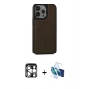 MARSİLYAN™- iPhone 15 Pro Max Kılıf Zirve Işık Serisi - Siyah 3D Antistatik Seramik Nano Ekran Koruyucu + PVD Metal Kamera Lens - GS