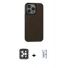 MARSİLYAN™- iPhone 15 Pro Max Kılıf Zirve Işık Serisi - Siyah Bilvis 0.18mm Plus Cam Ekran Koruyucu + PVD Metal Kamera Lens - GI