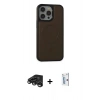 MARSİLYAN™- iPhone 15 Pro Max Kılıf Zirve Işık Serisi - Siyah Bilvis 0.18mm Plus Cam Ekran Koruyucu + Raze Metal Kamera Lens - TMGI