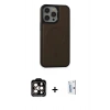 MARSİLYAN™- iPhone 15 Pro Max Kılıf Zirve Işık Serisi - Siyah Bilvis 0.18mm Plus Cam Ekran Koruyucu + PVD Metal Kamera Lens - TU