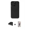 MARSİLYAN™- iPhone 15 Pro Max Kılıf Zirve Işık Serisi - Siyah Bilvis 3D Cam Ekran Koruyucu + Raze Metal Kamera Lens - GS