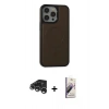 MARSİLYAN™- iPhone 15 Pro Max Kılıf Zirve Işık Serisi - Siyah Bilvis 3D Mat Cam Ekran Koruyucu + Gümüş Raze Metal Kamera Lens