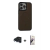 MARSİLYAN™- iPhone 15 Pro Max Kılıf Zirve Işık Serisi - Siyah Bilvis 3D Mat Cam Ekran Koruyucu + Raze Metal Kamera Lens - LT