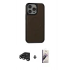 MARSİLYAN™- iPhone 15 Pro Max Kılıf Zirve Işık Serisi - Siyah Bilvis 3D Mat Cam Ekran Koruyucu + Raze Metal Kamera Lens - TMGI