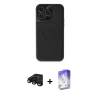 MARSİLYAN™- iPhone 15 Pro Max Kılıf Zirve Işık Serisi - Siyah Bilvis 5in1 3D Magic Cam Ekran Koruyucu + Raze Metal Kamera Lens - SH