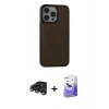 MARSİLYAN™- iPhone 15 Pro Max Kılıf Zirve Işık Serisi - Siyah Bilvis 5in1 5D Magic Hayalet Cam Ekran Koruyucu + Raze Metal Kamera Lens - TMGI
