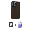 MARSİLYAN™- iPhone 15 Pro Max Kılıf Zirve Işık Serisi - Siyah Bilvis 5in1 5D Magic Hayalet Cam Ekran Koruyucu + PVD Metal Kamera Lens - GI
