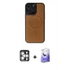 MARSİLYAN™- iPhone 15 Pro Max Kılıf Zirve Işık Serisi - Siyah Bilvis 5in1 5D Magic Hayalet Cam Ekran Koruyucu + PVD Metal Kamera Lens - GS