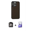 MARSİLYAN™- iPhone 15 Pro Max Kılıf Zirve Işık Serisi - Siyah Bilvis 5in1 5D Magic Hayalet Cam Ekran Koruyucu + PVD Metal Kamera Lens - TU