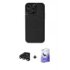 MARSİLYAN™- iPhone 15 Pro Max Kılıf Zirve Işık Serisi - Siyah Bilvis 5in1 5D Magic Hayalet Cam Ekran Koruyucu + Raze Metal Kamera Lens - TMGI