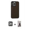 MARSİLYAN™- iPhone 15 Pro Max Kılıf Zirve Işık Serisi - Siyah Bilvis Hayalet Cam Ekran Koruyucu + PVD Metal Kamera Lens - GI
