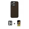 MARSİLYAN™- iPhone 15 Pro Max Kılıf Zirve Işık Serisi - Siyah Buffer Cam Ekran Koruyucu + PVD Metal Kamera Lens - LT