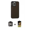 MARSİLYAN™- iPhone 15 Pro Max Kılıf Zirve Işık Serisi - Siyah Buffer Cam Ekran Koruyucu + PVD Metal Kamera Lens - TU