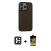 MARSİLYAN™- iPhone 15 Pro Max Kılıf Zirve Işık Serisi - Siyah Buffer Cam Ekran Koruyucu + PVD Metal Kamera Lens - SH