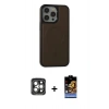 MARSİLYAN™- iPhone 15 Pro Max Kılıf Zirve Işık Serisi - Siyah Buffer Hayalet Cam Ekran Koruyucu + PVD Metal Kamera Lens - GI