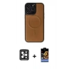MARSİLYAN™- iPhone 15 Pro Max Kılıf Zirve Işık Serisi - Siyah Buffer Hayalet Cam Ekran Koruyucu + PVD Metal Kamera Lens - SH