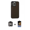 MARSİLYAN™- iPhone 15 Pro Max Kılıf Zirve Işık Serisi - Siyah Buffer Hayalet Cam Ekran Koruyucu + PVD Metal Kamera Lens - TU