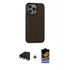 MARSİLYAN™- iPhone 15 Pro Max Kılıf Zirve Işık Serisi - Siyah Buffer Hayalet Cam Ekran Koruyucu + Siyah Raze Metal Kamera Lens