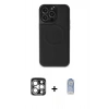 MARSİLYAN™- iPhone 15 Pro Max Kılıf Zirve Işık Serisi - Siyah Joko Magic 5D Cam + PVD Metal Kamera Lens - GS