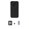 MARSİLYAN™- iPhone 15 Pro Max Kılıf Zirve Işık Serisi - Siyah Joko Magic 5D Cam + PVD Metal Kamera Lens - GI
