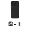 MARSİLYAN™- iPhone 15 Pro Max Kılıf Zirve Işık Serisi - Siyah Joko Magic 5D Hayalet Cam + PVD Metal Kamera Lens - GI