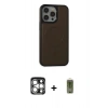 MARSİLYAN™- iPhone 15 Pro Max Kılıf Zirve Işık Serisi - Siyah Joko Magic 5D Hayalet Cam + Gümüş PVD Metal Kamera Lens